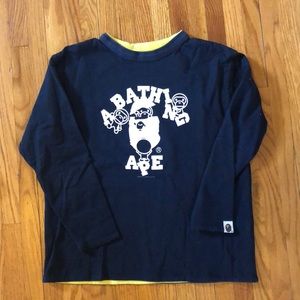 Navy & Yellow BAPE Crewneck Reversible Sweatshirt